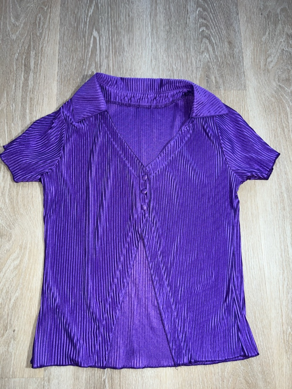 Purple Textured Short-Sleeve Women's Top